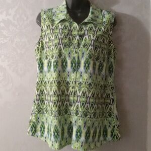 Notations Sleeveless Button Down Shirt M
